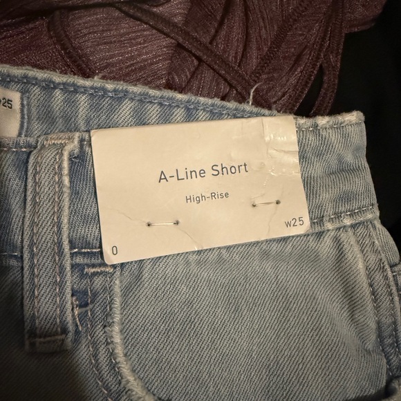 Hollister Light Blue High Rise A-Line Distressed Denim Shorts - Picture 4 of 6